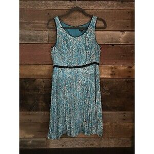 Ann Taylor Womens Blue Floral Lined Pleated Dress Size 2 NWT